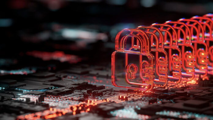 cybersecurity lock for malware attacked