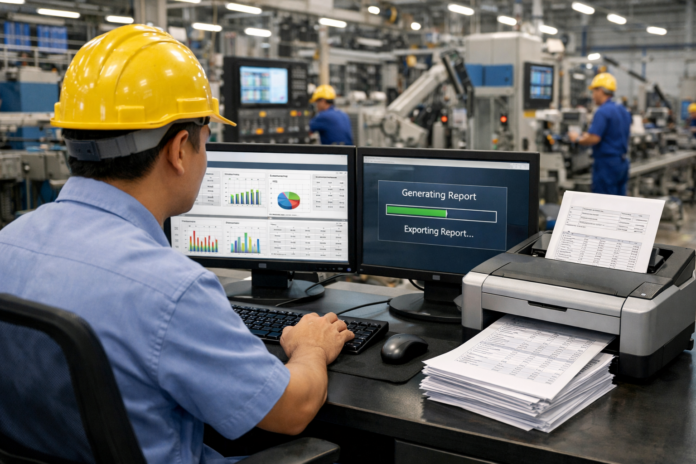 “Production works fast, but reporting is slow?” Jobs are completed quickly, but too much time is wasted typing reports. Use automatic report export from MES instead.