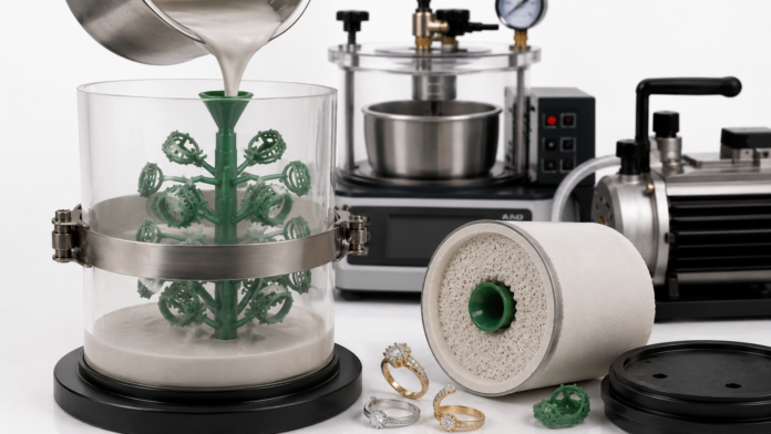 Investment mixing process for mold making jewelry manufacturing