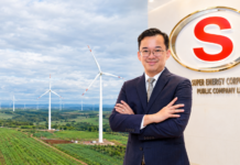SUPER กดปุ่ม COD โครงการ Wind farm ที่เวียดนาม 99 MW Executive SUPER Portrait Over Wind Farm Landscape
